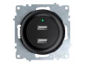 Розетка USB двойная, с подсветкой, цвет черный