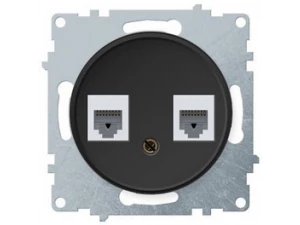 Розетка двойная телефон/компьютер RJ11/RJ45 кат. 5е, цвет черный (серия Florence)
