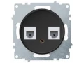 Розетка двойная телефон/компьютер RJ11/RJ45 кат. 5е, цвет черный (серия Florence)