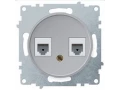 Розетка двойная телефон/компьютер RJ11/RJ45 кат. 5е, цвет серый (серия Florence)
