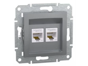 Розетка двойная компьютерная 5е RJ45, сталь /EPH4400162/