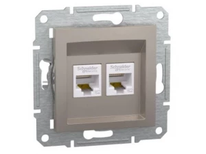 Розетка двойная компьютерная 5е RJ45, бронза /EPH4400169/