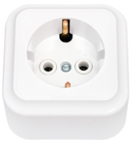 Розетка 1-местная открытой установки с заземляющим контактом, серия ПРАЛЕСКА, РА16-254