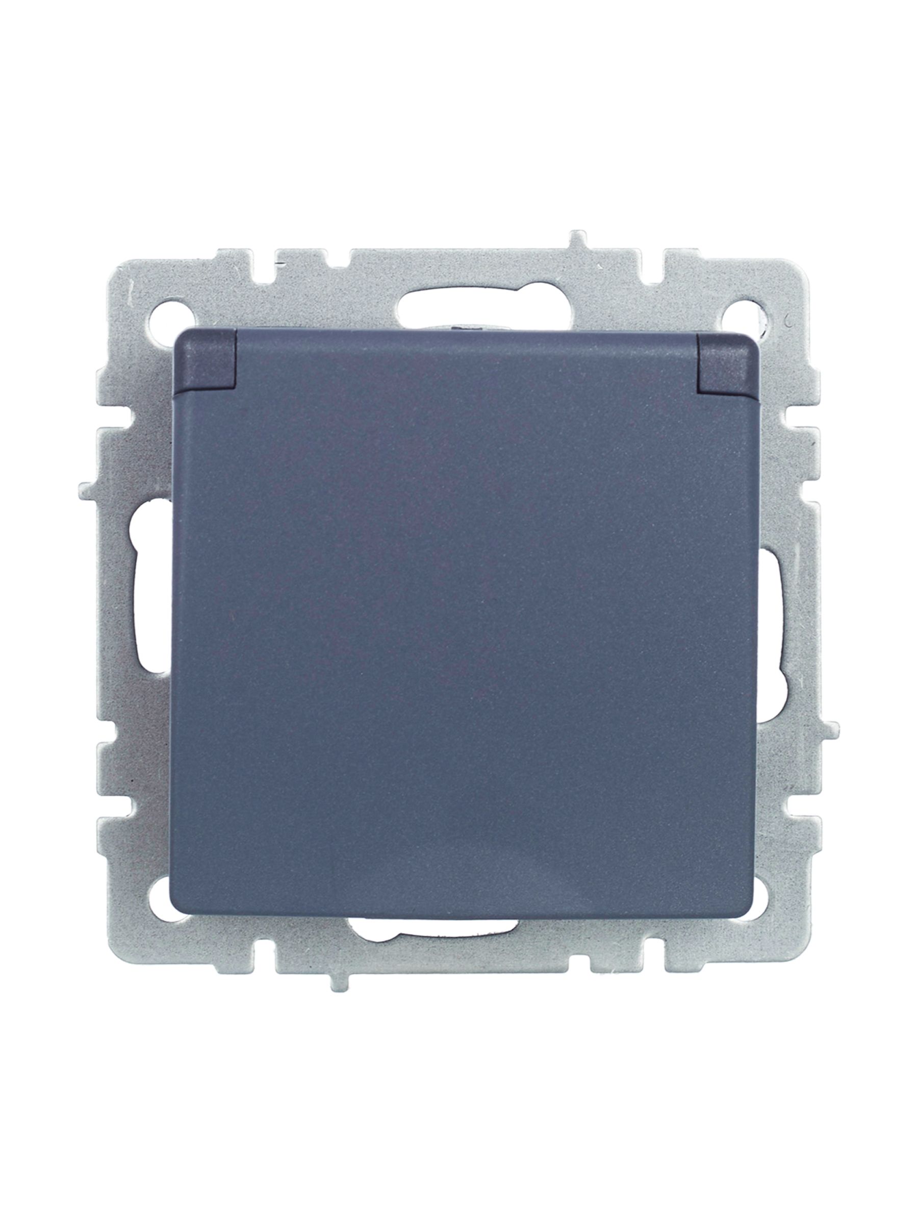 BRITE Розетка 1-местная с заземлением со шторками и крышкой 16А IP20 РСбш10-3-БрМ маренго ИЭК
