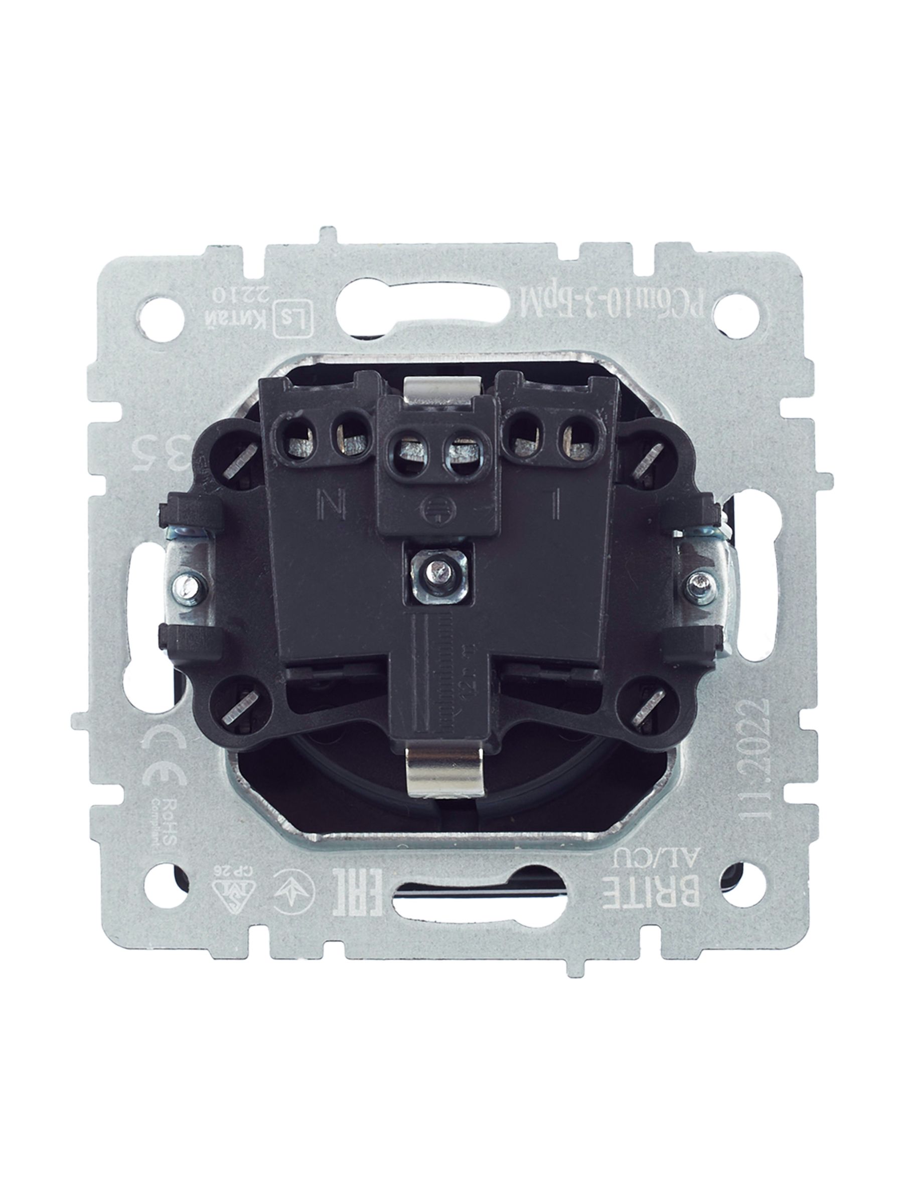 BRITE Розетка 1-местная с заземлением со шторками и крышкой 16А IP20 РСбш10-3-БрМ маренго ИЭК