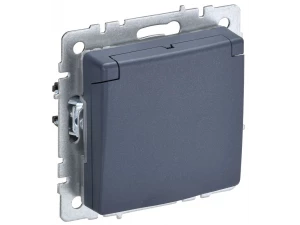 BRITE Розетка 1-местная с заземлением со шторками и крышкой 16А IP20 РСбш10-3-БрМ маренго ИЭК