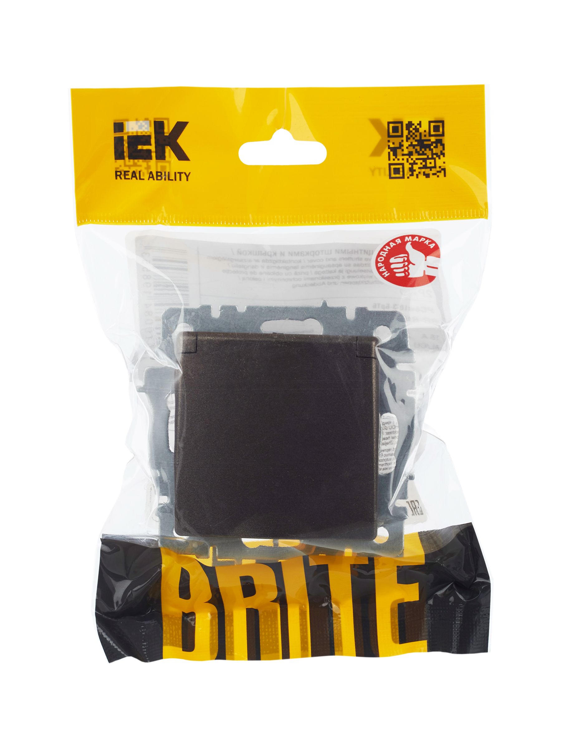 BRITE Розетка 1местная с заземлением со шторками и крышкой 16А IP20 РСбш10-3-БрТБ темная бронза ИЭК