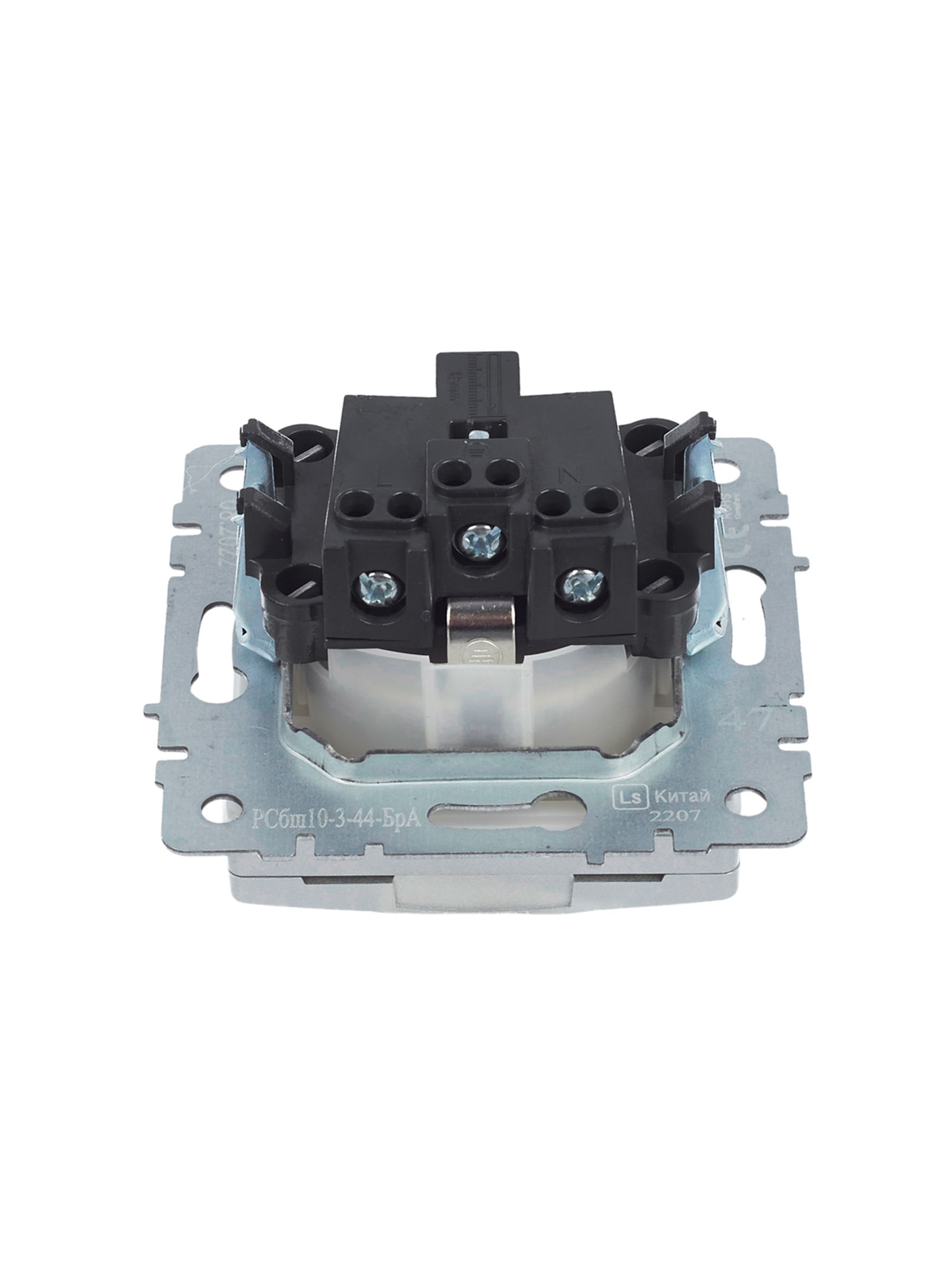 BRITE Розетка 1-местная с заземлением со шторками и крышкой 16А IP44 РСбш10-3-44-БрА алюминий ИЭК
