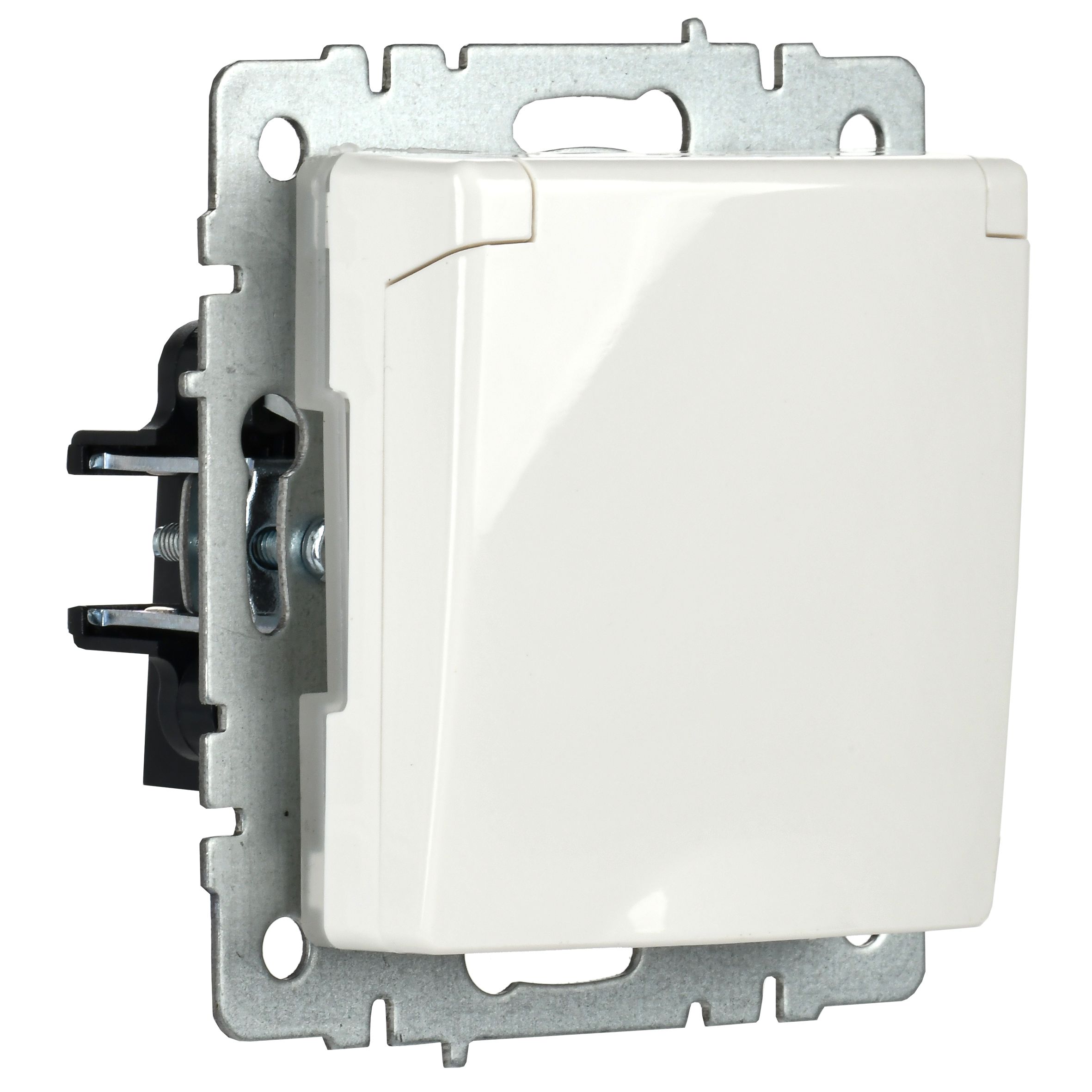 BRITE Розетка 1-местная с заземлением со шторками и крышкой 16А IP44 РСбш10-3-44-БрБ белый ИЭК