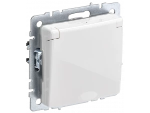 BRITE Розетка 1-местная с заземлением со шторками и крышкой 16А IP44 РСбш10-3-44-БрБ белый ИЭК