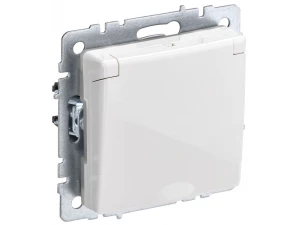 BRITE Розетка 1-местная с заземлением со шторками и крышкой 16А IP44 РСбш10-3-44-БрБ белый ИЭК