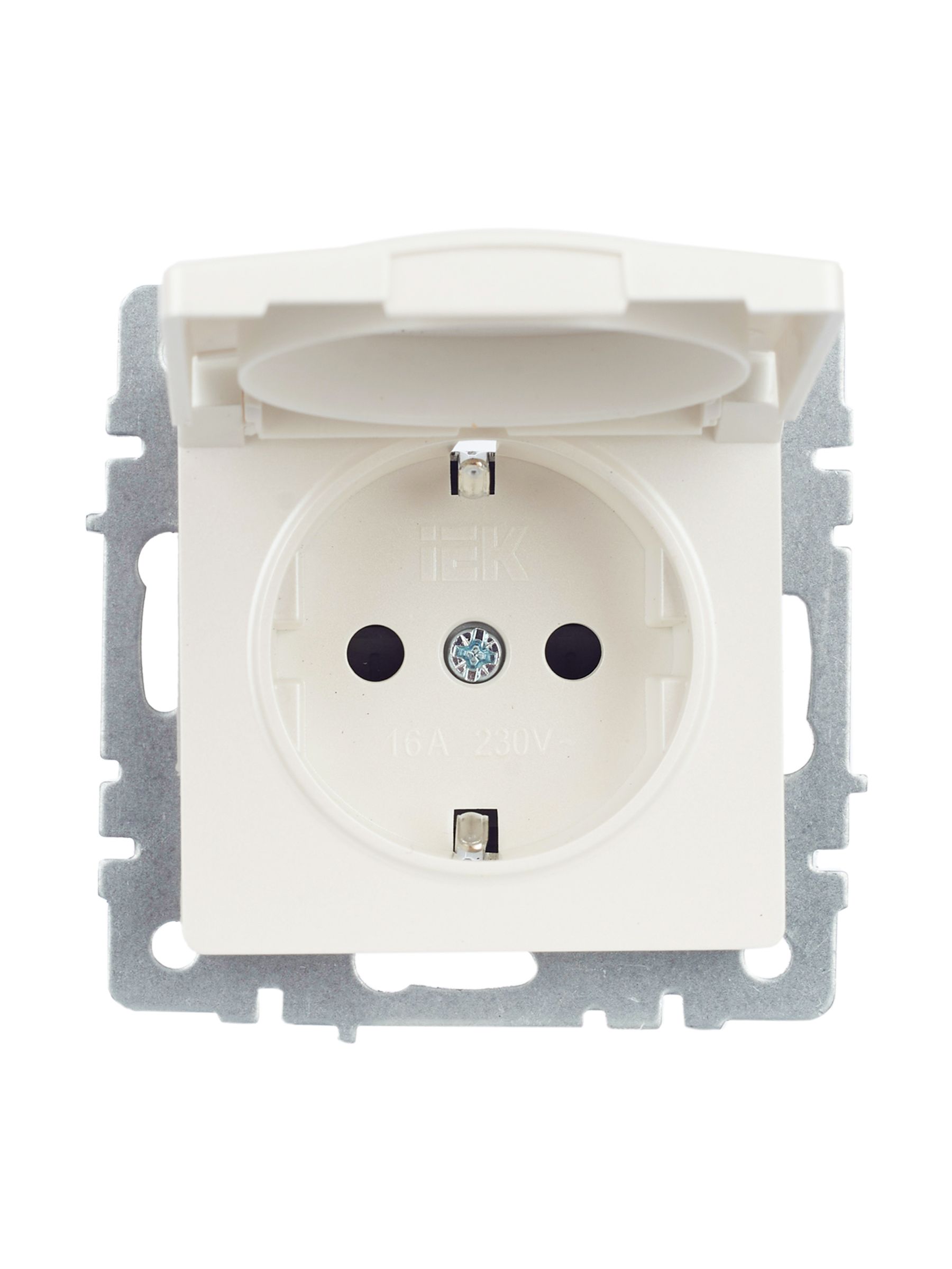 BRITE Розетка 1-местная с заземлением со шторками и крышкой 16А IP44 РСбш10-3-44-БрЖ жемчуг ИЭК