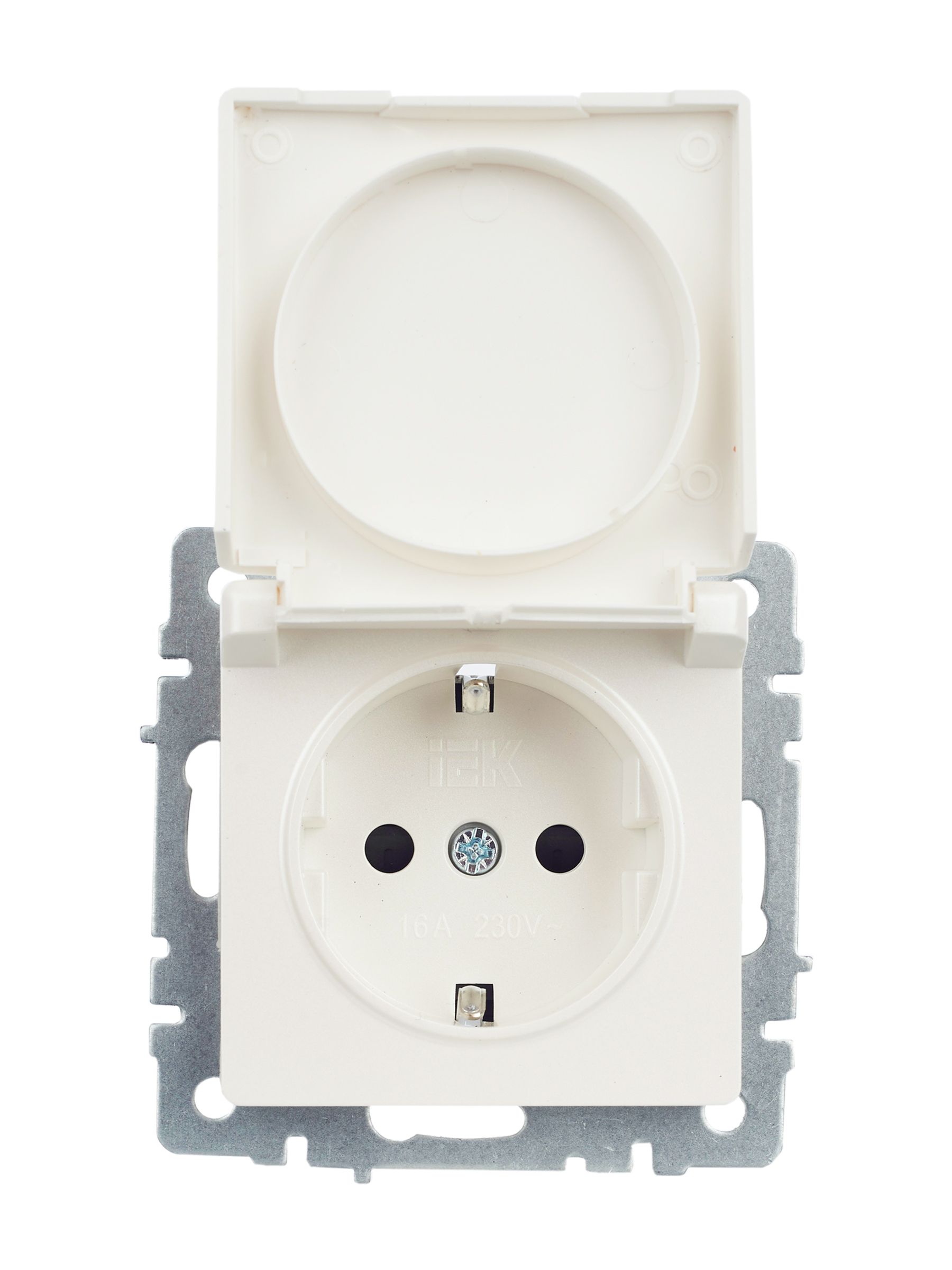 BRITE Розетка 1-местная с заземлением со шторками и крышкой 16А IP44 РСбш10-3-44-БрЖ жемчуг ИЭК
