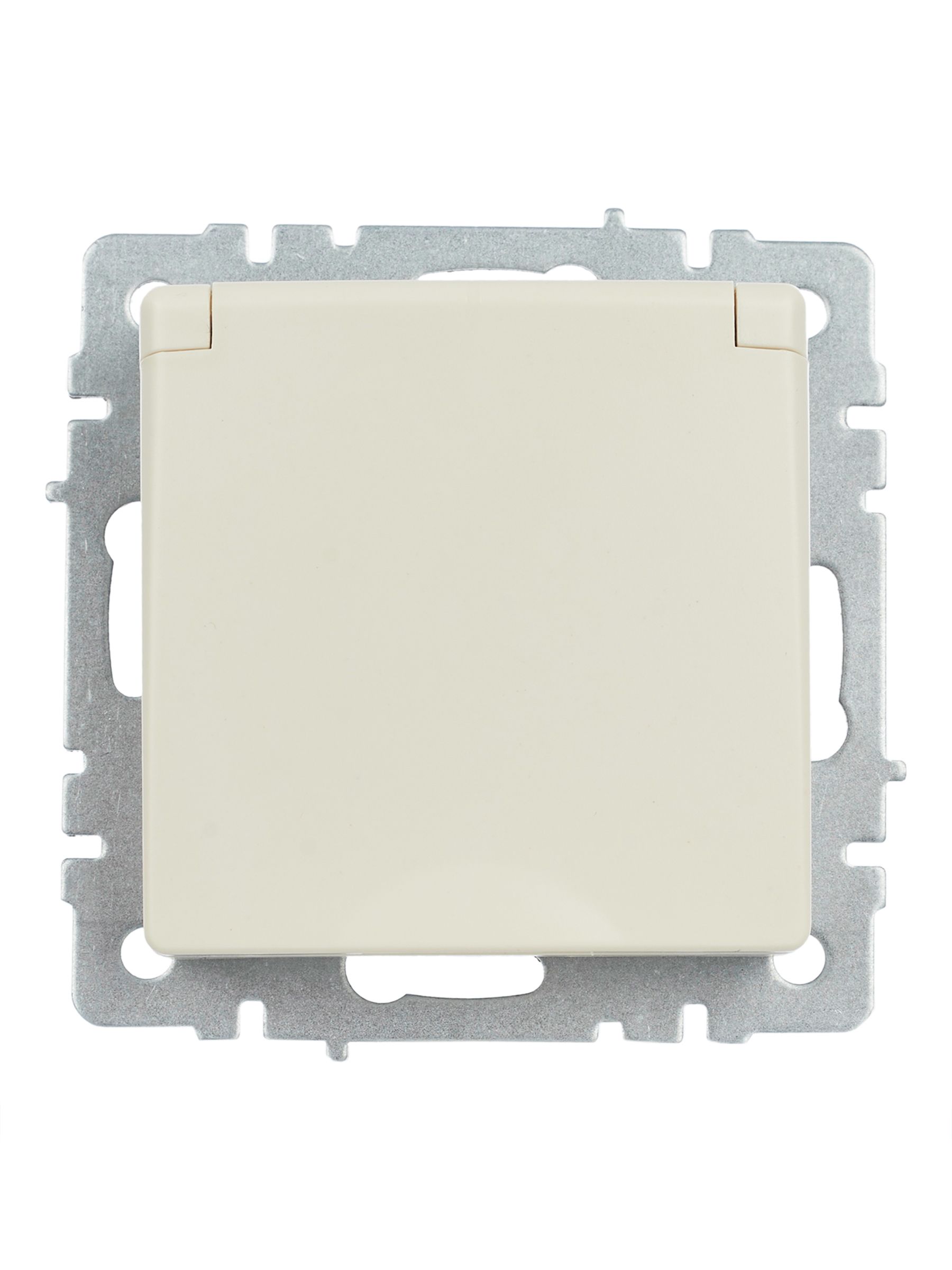 BRITE Розетка 1-местная с заземлением с защитными шторками и крышкой 16А IP44 РСбш10-3-44-БрКр бежевый ИЭК