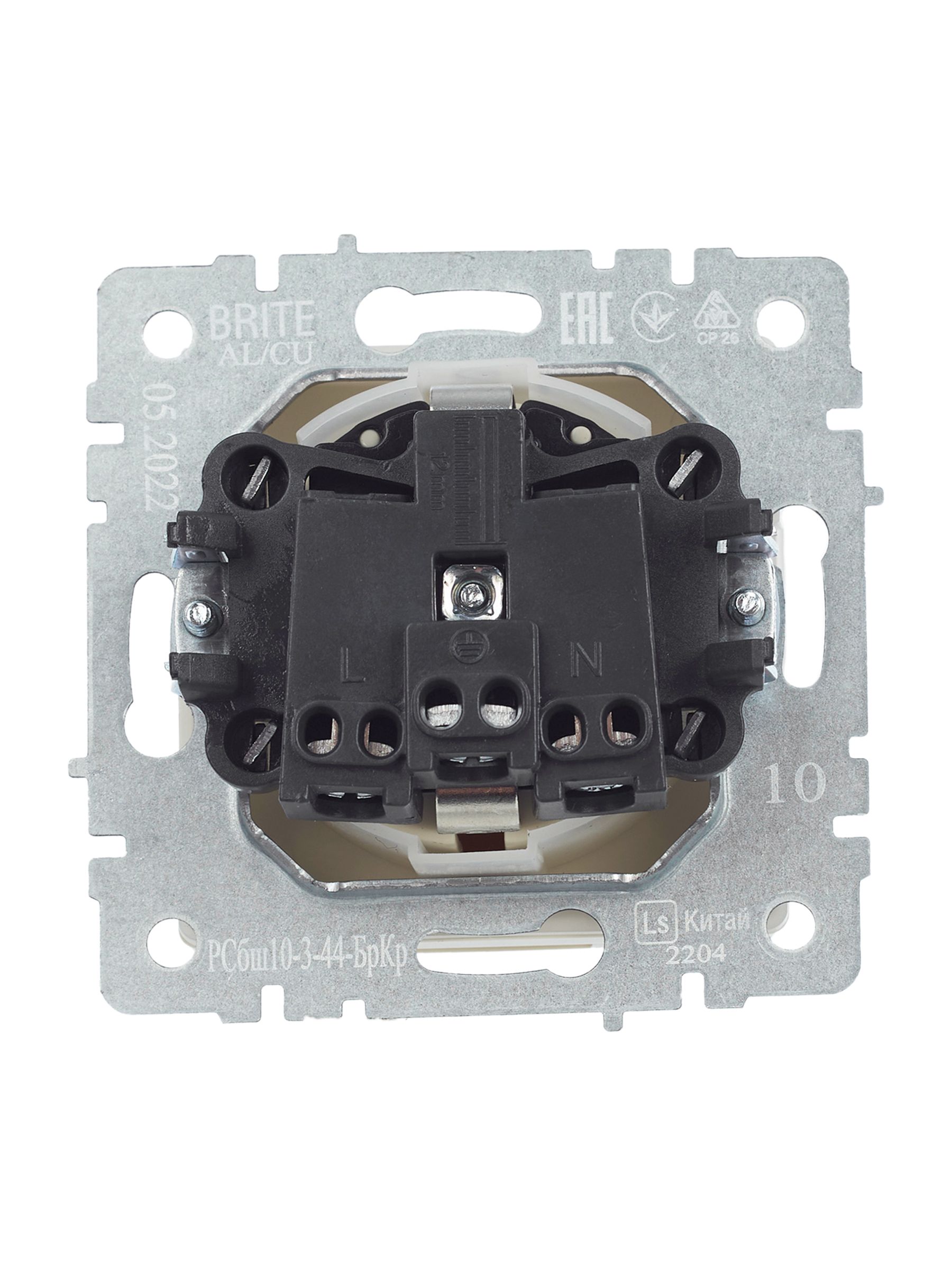 BRITE Розетка 1-местная с заземлением с защитными шторками и крышкой 16А IP44 РСбш10-3-44-БрКр бежевый ИЭК