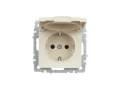 BRITE Розетка 1-местная с заземлением с защитными шторками и крышкой 16А IP44 РСбш10-3-44-БрКр бежевый ИЭК