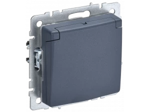 BRITE Розетка 1-местная с заземлением с защитными шторками и крышкой 16А IP44 РСбш10-3-44-БрМ маренг