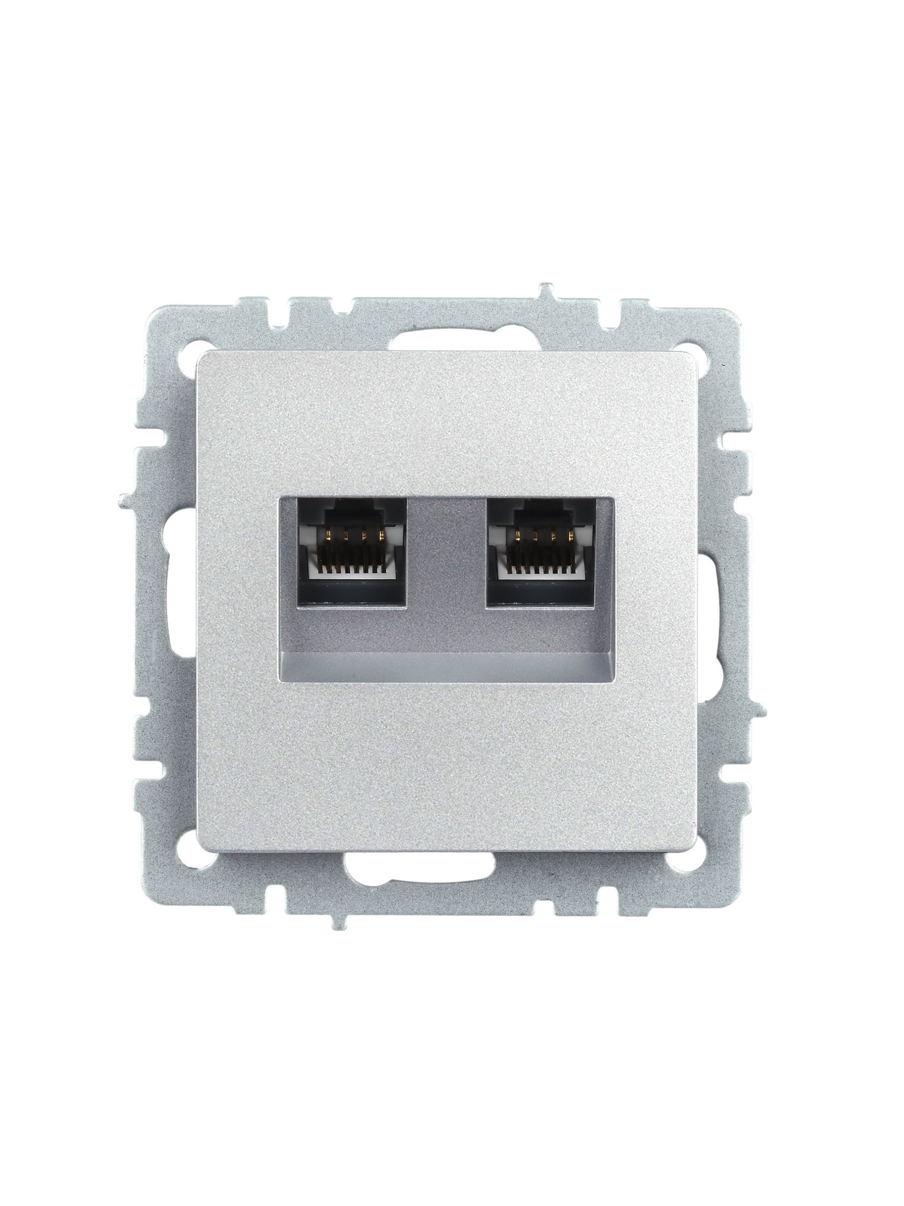 BRITE Розетка двойная RJ11+RJ45 кат.5E РК/Т12-БрА алюминий ИЭК