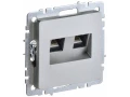 BRITE Розетка двойная RJ11+RJ45 кат.5E РК/Т12-БрА алюминий ИЭК