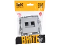 BRITE Розетка двойная RJ11+RJ45 кат.5E РК/Т12-БрА алюминий ИЭК