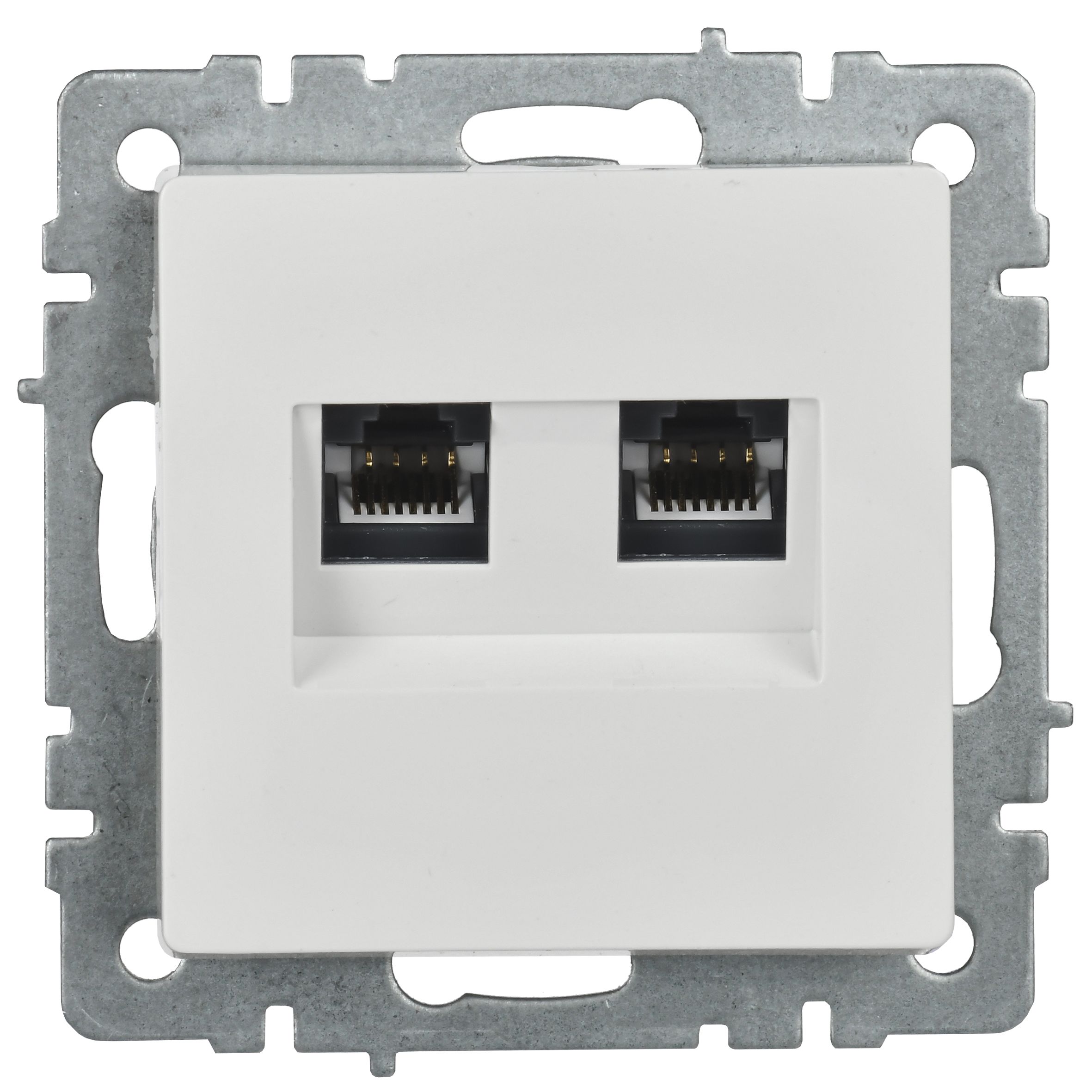 Розетка 2-местная RJ11+RJ45 кат.5E РК/Т12-БрБ белый BRITE ИЭК