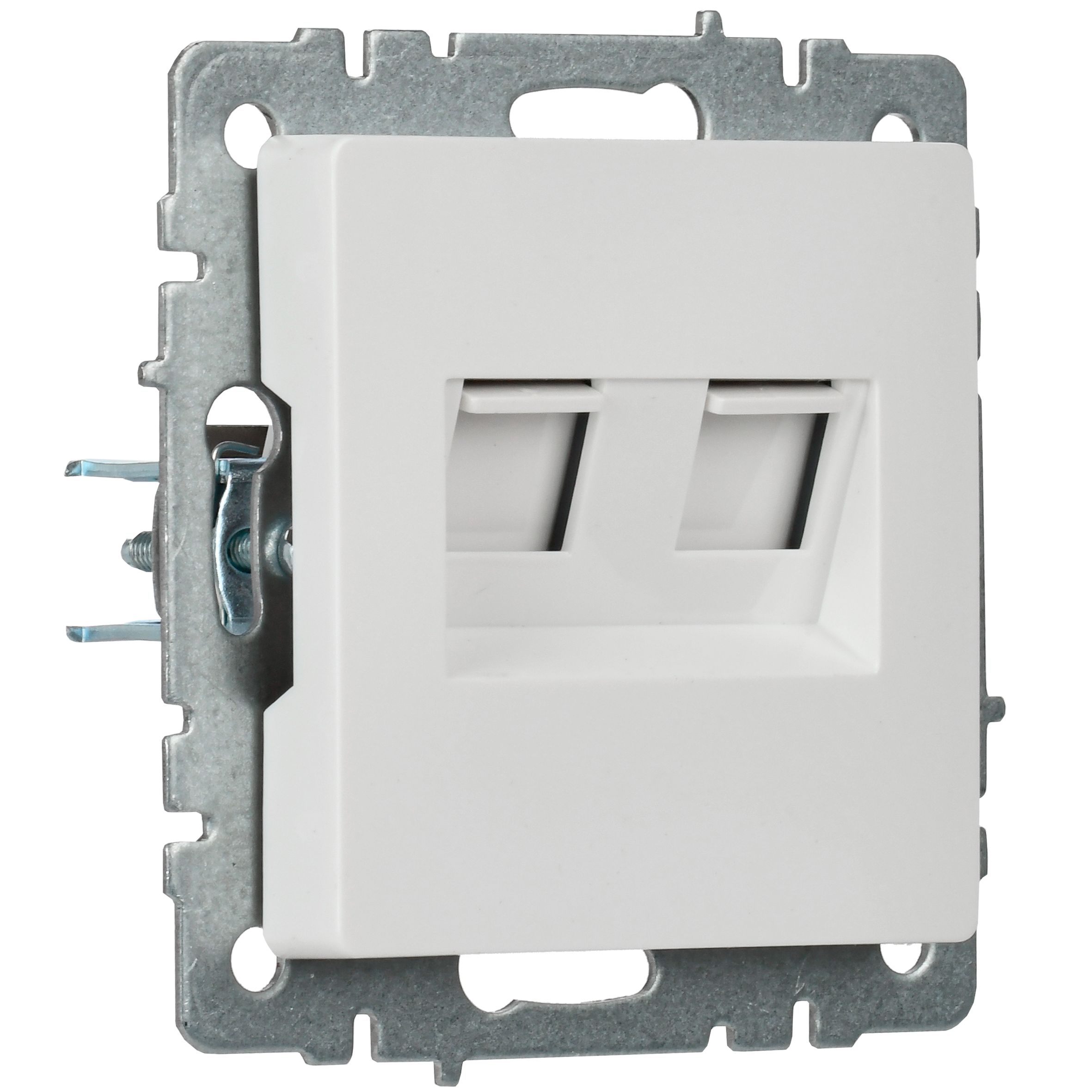 Розетка 2-местная RJ11+RJ45 кат.5E РК/Т12-БрБ белый BRITE ИЭК