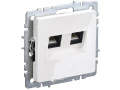 Розетка 2-местная RJ11+RJ45 кат.5E РК/Т12-БрБ белый BRITE ИЭК