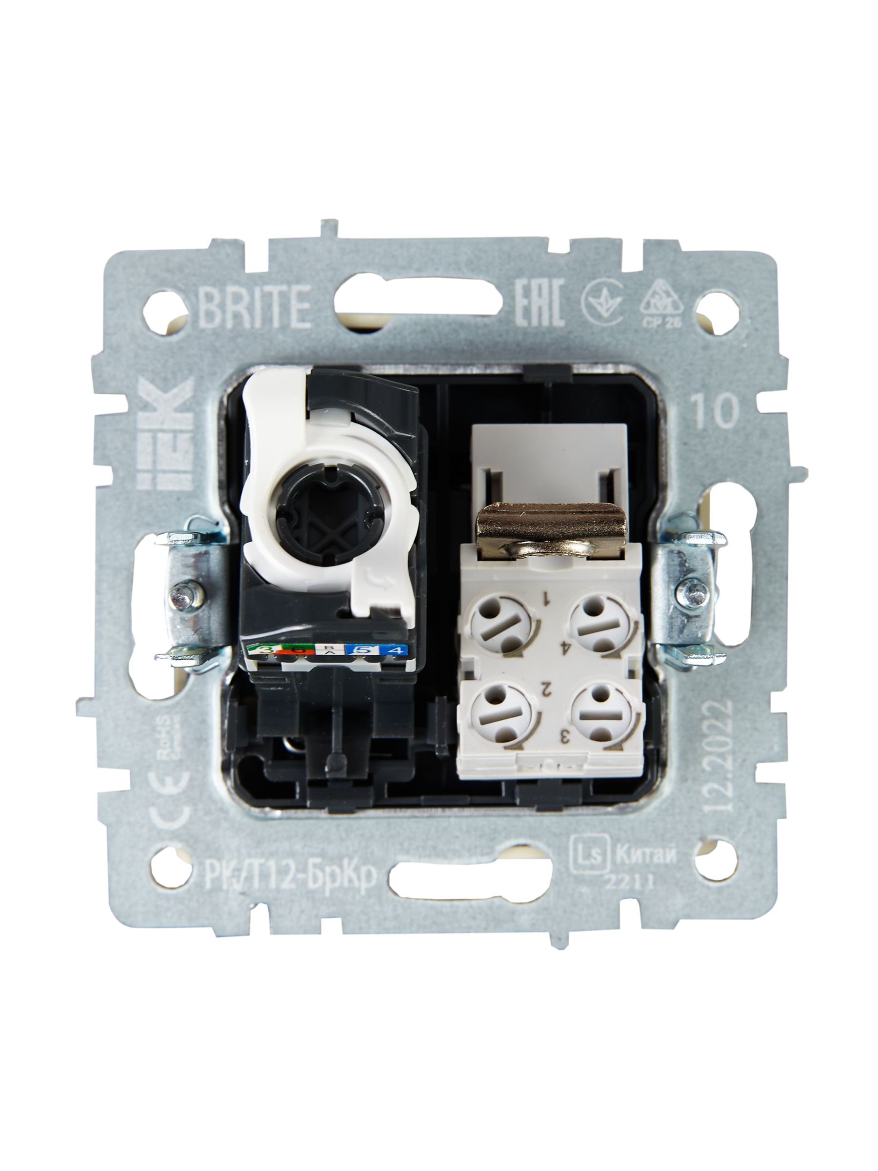 BRITE Розетка двойная RJ11+RJ45 кат.5E РК/Т12-БрКр бежевый ИЭК