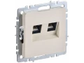 BRITE Розетка двойная RJ11+RJ45 кат.5E РК/Т12-БрКр бежевый ИЭК