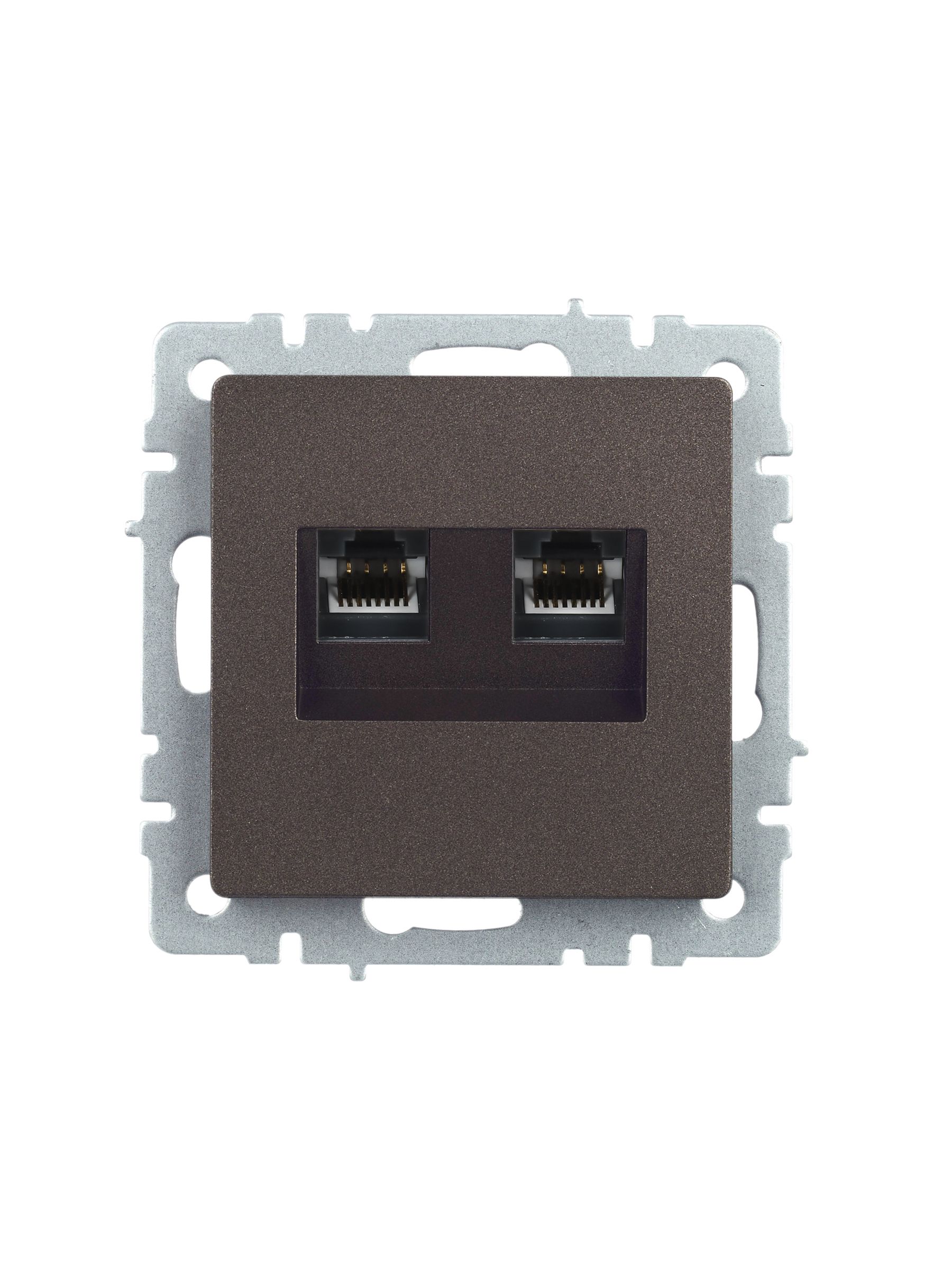 BRITE Розетка двойная RJ11+RJ45 кат.5E РК/Т12-БрТБ темная бронза ИЭК