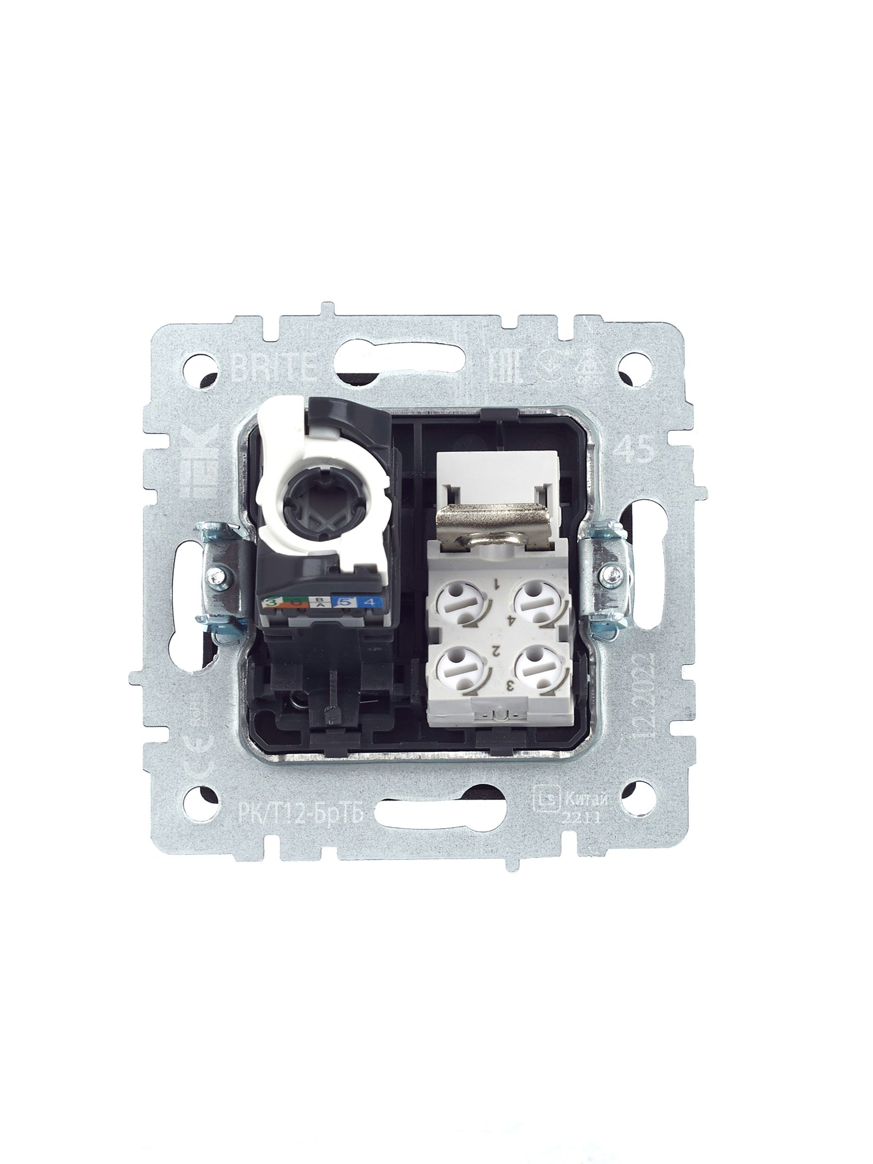 BRITE Розетка двойная RJ11+RJ45 кат.5E РК/Т12-БрТБ темная бронза ИЭК