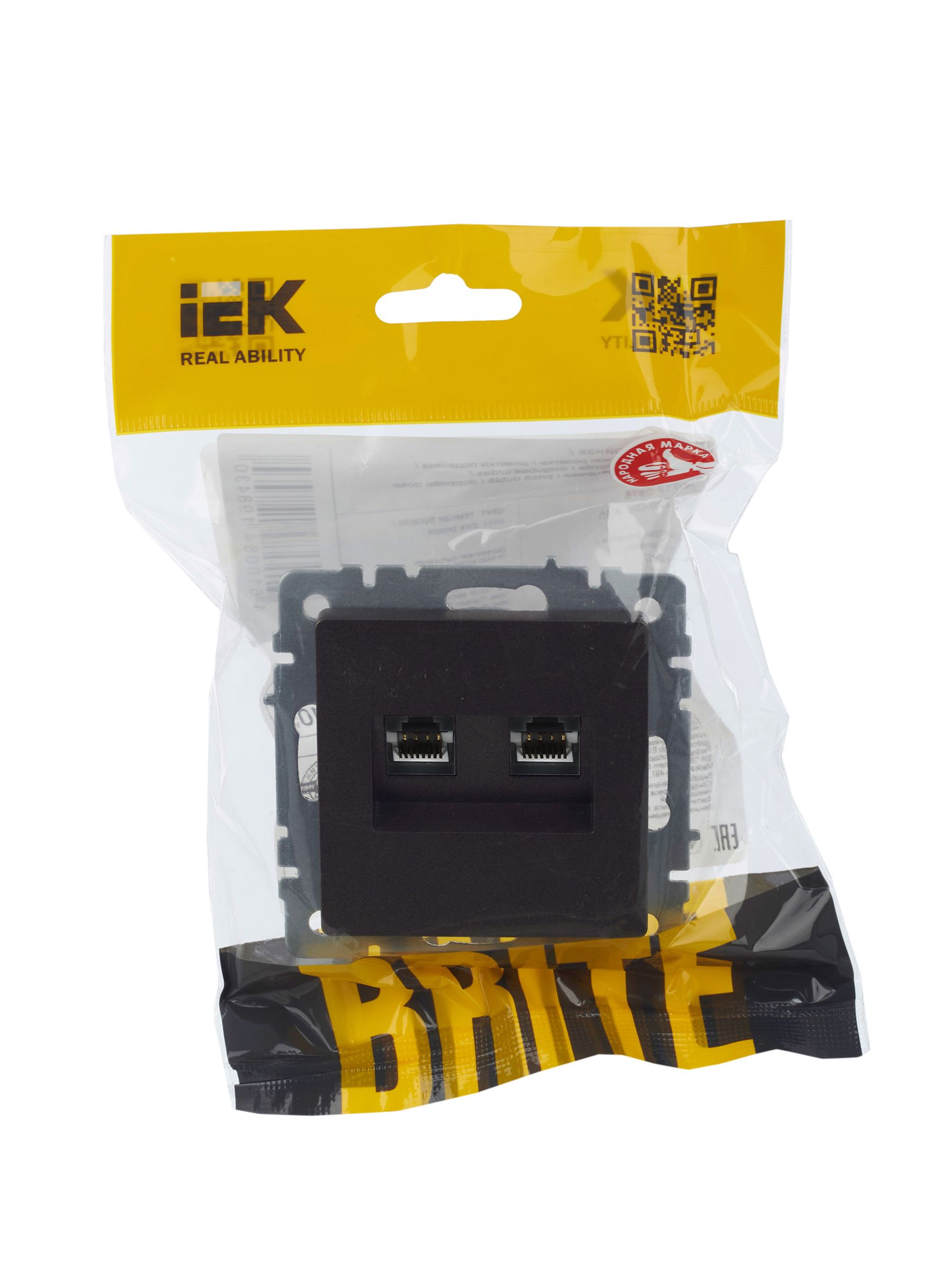 BRITE Розетка двойная RJ11+RJ45 кат.5E РК/Т12-БрТБ темная бронза ИЭК