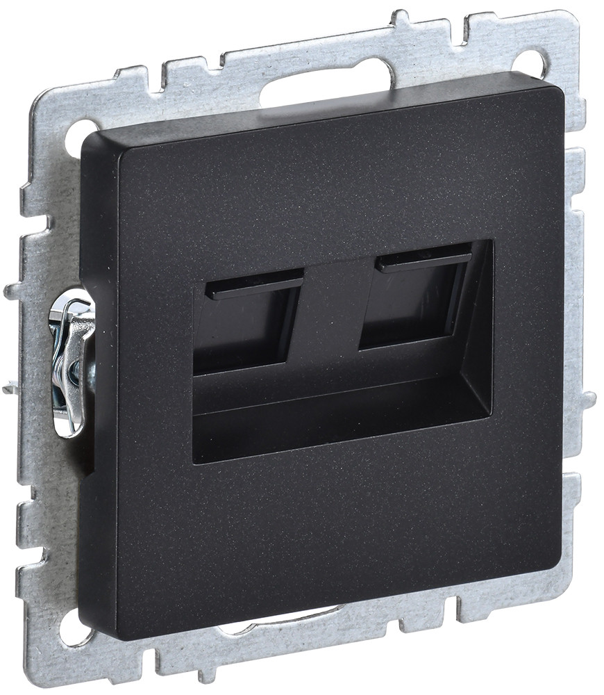 Розетка 2-местная RJ11+RJ45 кат.5E РК/Т12-БрЧ черный BRITE ИЭК