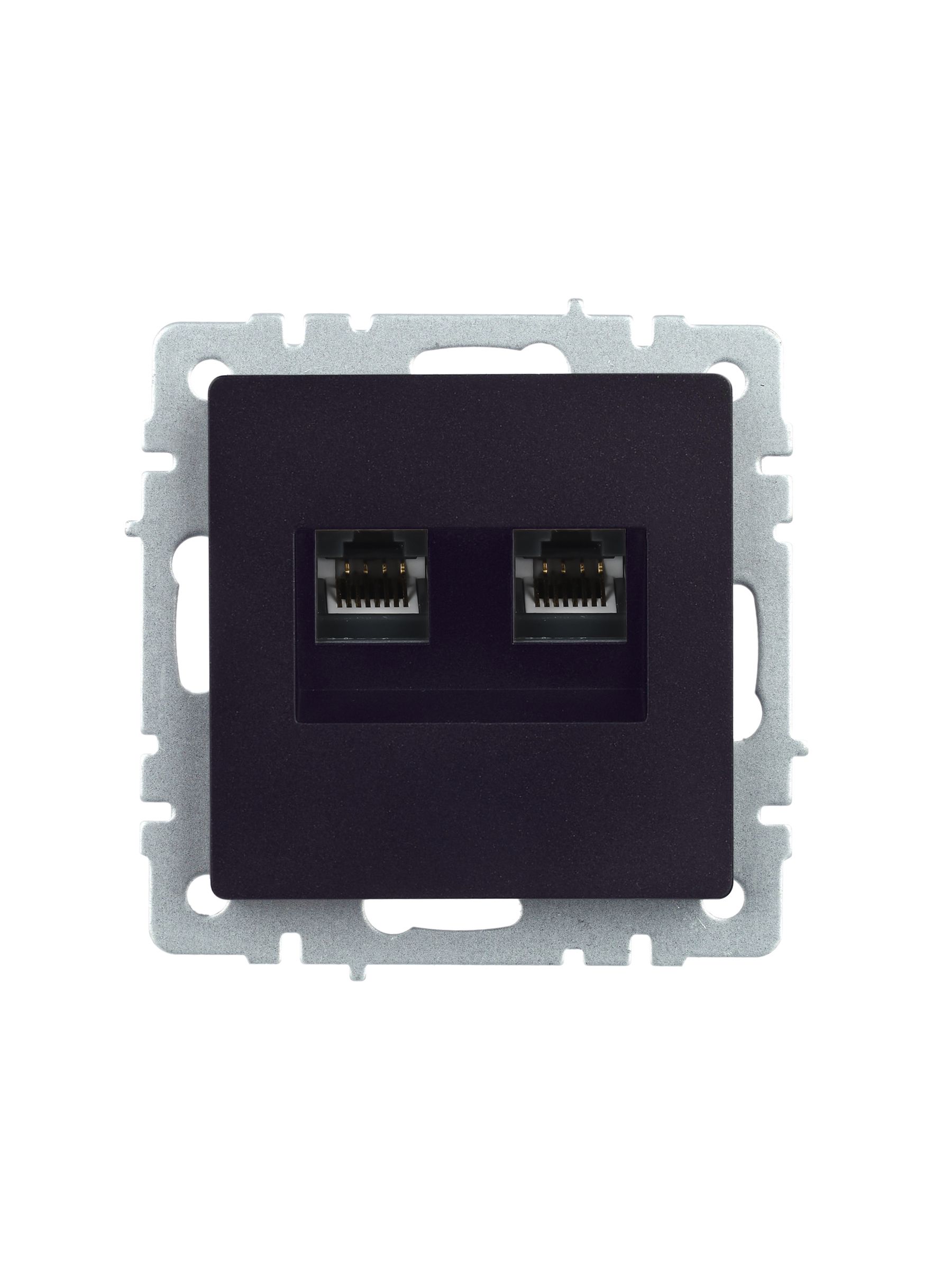 Розетка 2-местная RJ11+RJ45 кат.5E РК/Т12-БрЧ черный BRITE ИЭК