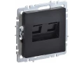 Розетка 2-местная RJ11+RJ45 кат.5E РК/Т12-БрЧ черный BRITE ИЭК
