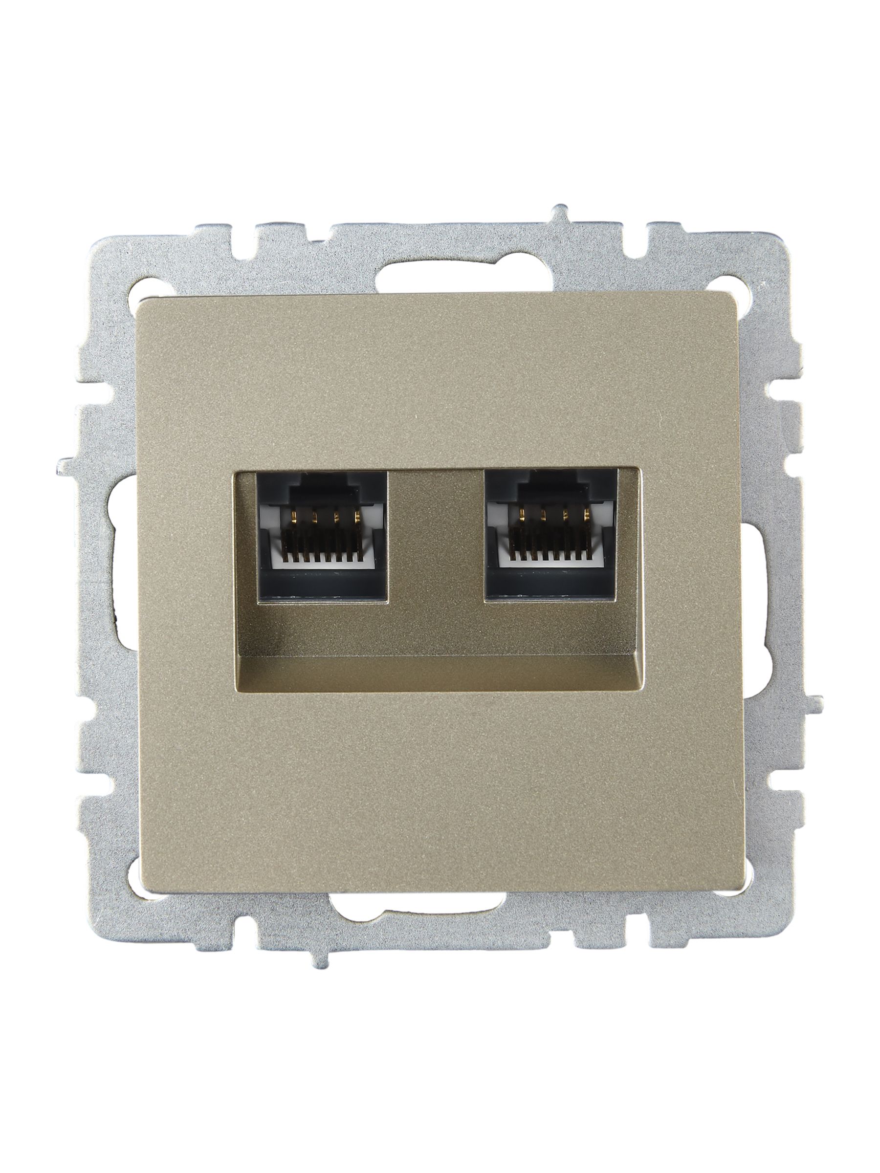 Розетка двойная RJ11+RJ45 кат.5E РК/Т12-БрШ шампань BRITE ИЭК