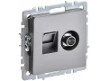 Розетка 2-местная TV+RJ45 кат.5E РТВ/РК12-БрС сталь BRITE ИЭК