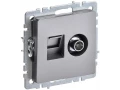 Розетка 2-местная TV+RJ45 кат.5E РТВ/РК12-БрС сталь BRITE ИЭК