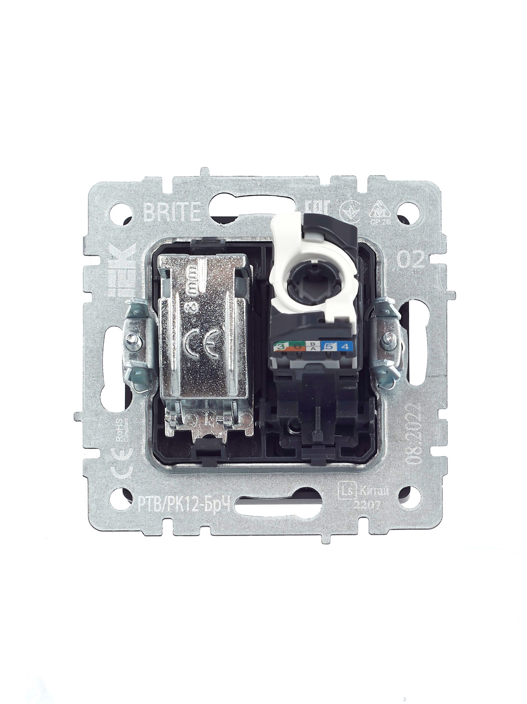 Розетка двойная TV+RJ45 кат.5E РТВ/РК12-БрЧ черный BRITE ИЭК