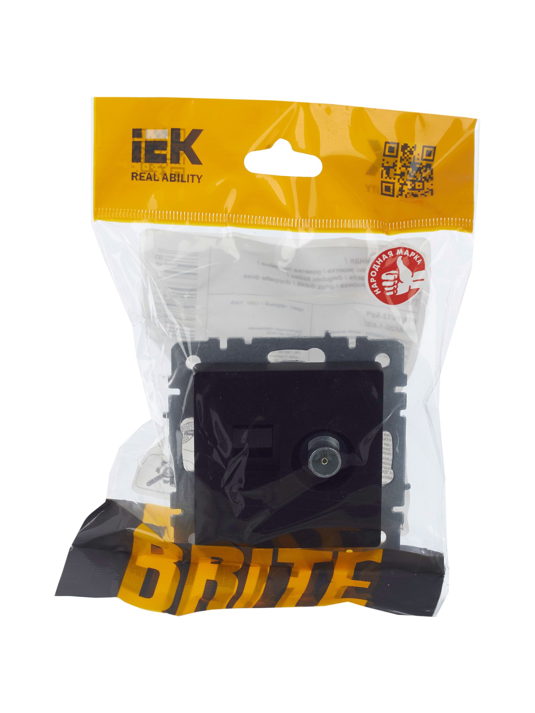 Розетка двойная TV+RJ45 кат.5E РТВ/РК12-БрЧ черный BRITE ИЭК