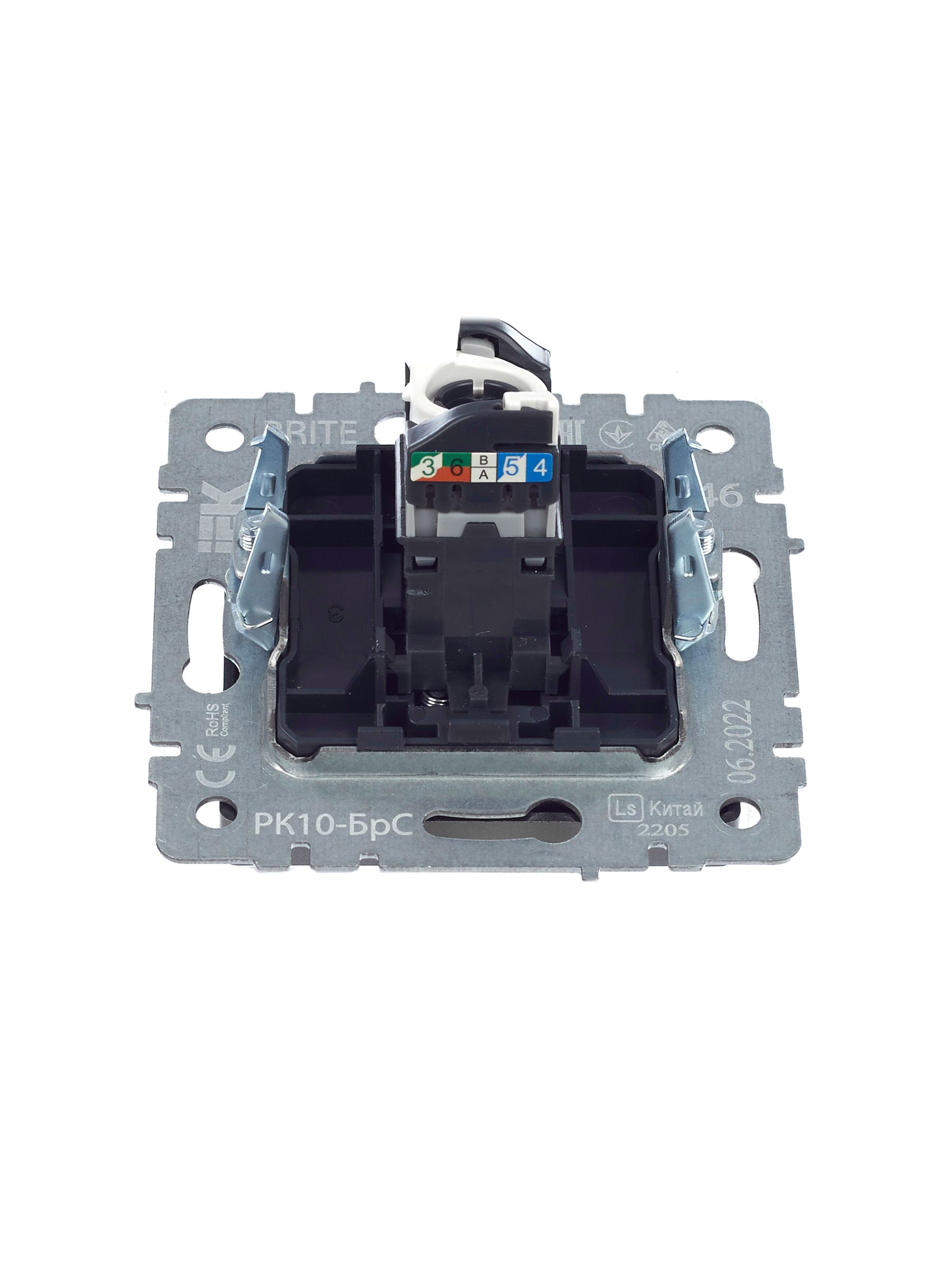Розетка компьютерная RJ45 кат.5E РК10-БрС сталь BRITE ИЭК