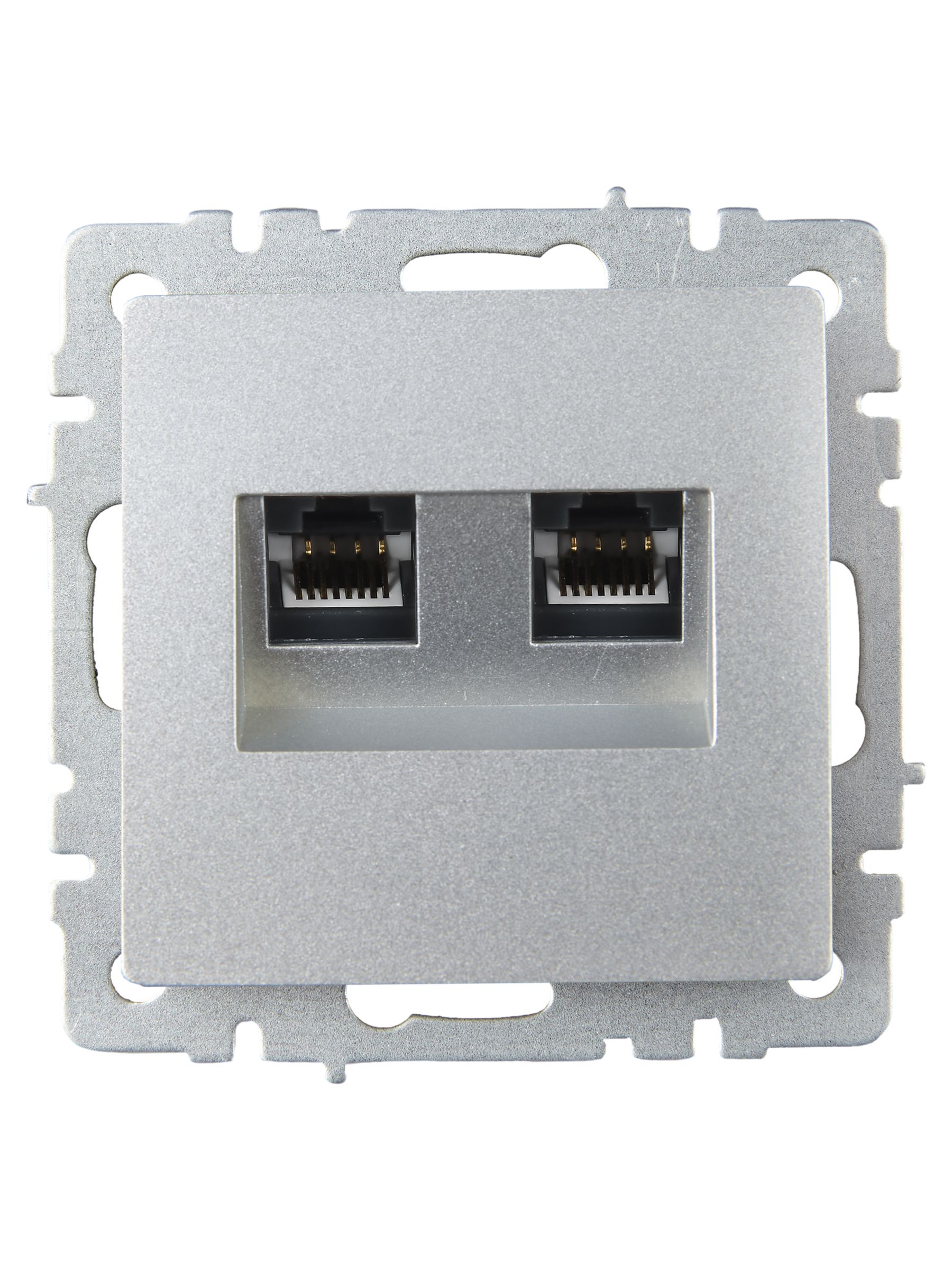 Розетка компьютерная двойная RJ45 кат.5E РК10-2-БрА алюминий BRITE ИЭК