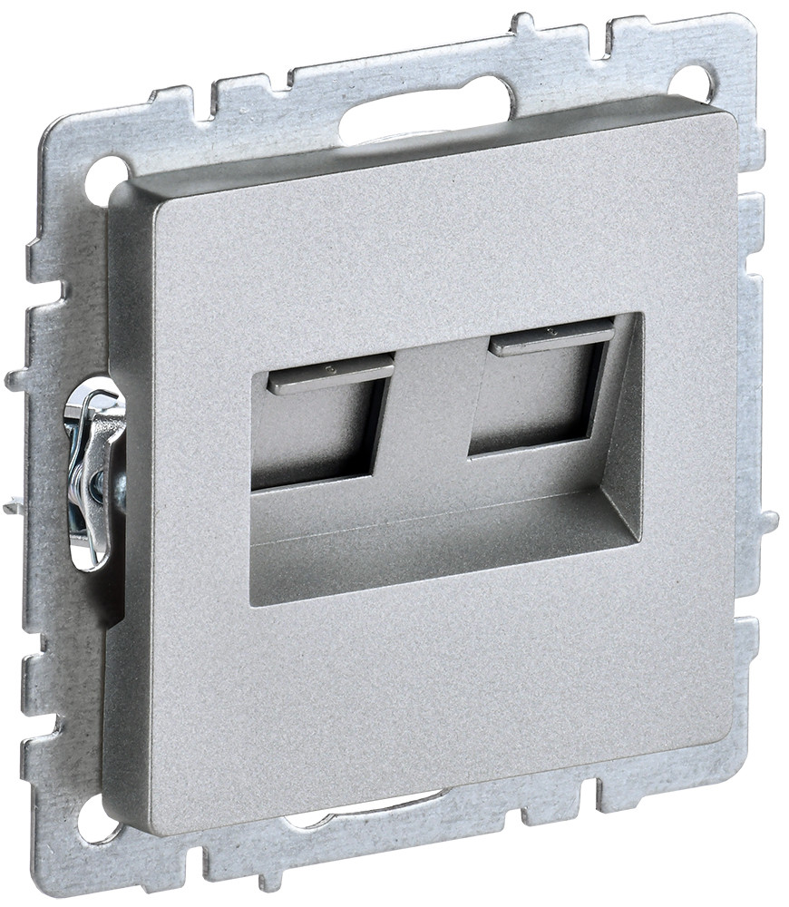 Розетка компьютерная двойная RJ45 кат.5E РК10-2-БрА алюминий BRITE ИЭК