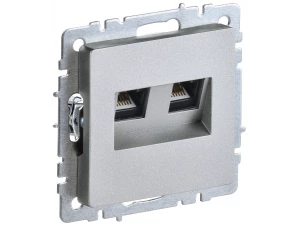 BRITE Розетка компьютерная двойная RJ45 кат.5E РК10-2-БрА алюминий ИЭК