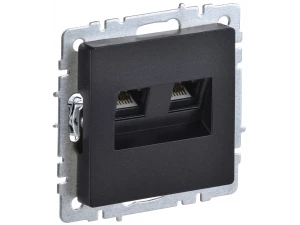 BRITE Розетка компьютерная двойная RJ45 кат.5E РК10-2-БрЧ черный ИЭК