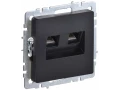 Розетка компьютерная двойная RJ45 кат.5E РК10-2-БрЧ черный BRITE ИЭК