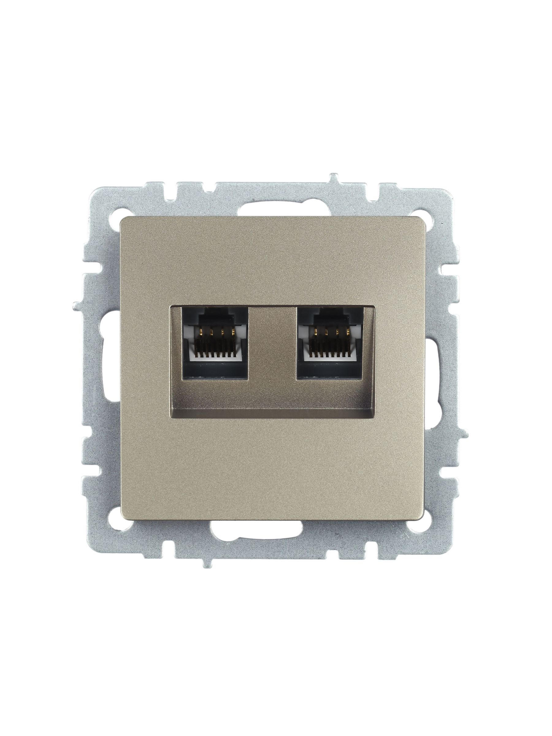 Розетка компьютерная двойная RJ45 кат.5E РК10-2-БрШ шампань BRITE ИЭК