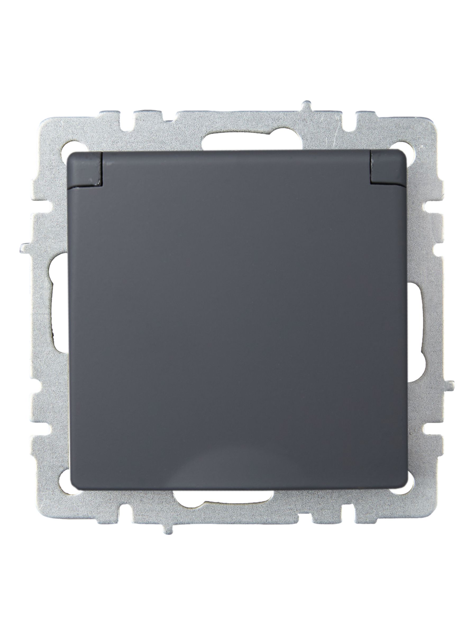 BRITE Розетка 1-местная с заземлением со шторками и крышкой 16А IP20 РСбш10-3-БрГ графит ИЭК