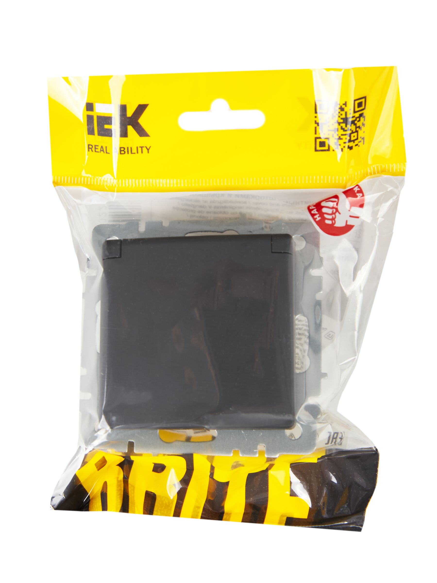 BRITE Розетка 1-местная с заземлением со шторками и крышкой 16А IP20 РСбш10-3-БрГ графит ИЭК