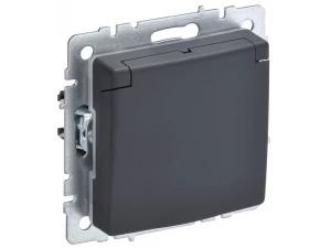 BRITE Розетка 1-местная с заземлением со шторками и крышкой 16А IP20 РСбш10-3-БрГ графит ИЭК